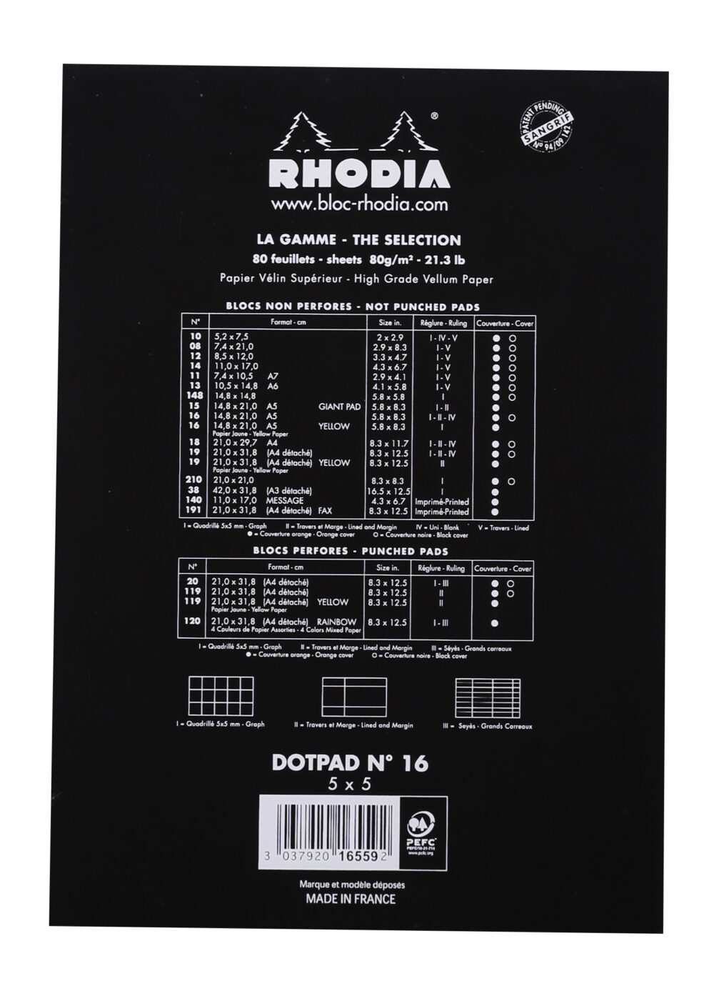 Rhodia Head Stapled Dot Grid Writing Pad