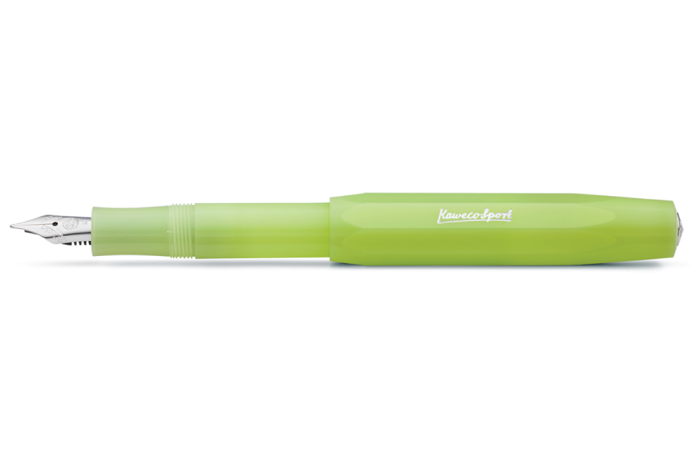 Kaweco FROSTED Sport Fountain Pen Fine Lime With Open Cap