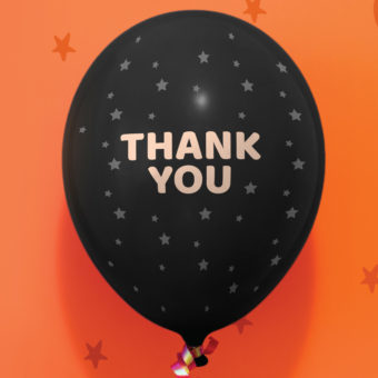 Thank You Gift Card with Black Balloon and Thank You Print