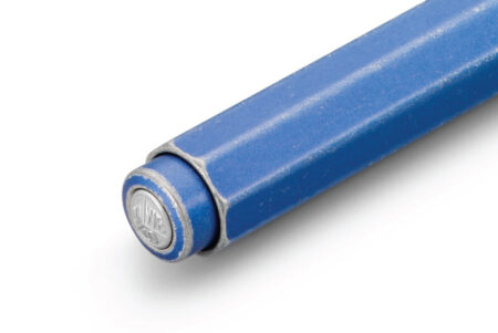 Kaweco AL Sport Ballpoint Pen - Stonewash Blue Close Up Of The Push Button