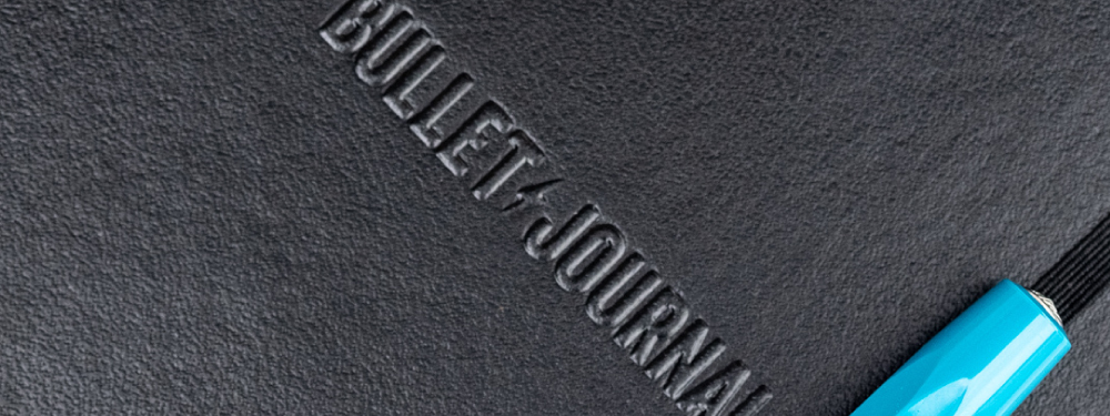 Bullet Journal Close Up image of the branding on the front cover