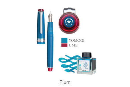 Sailor Pro Gear Slim Manyo Fountain Pen - Plum (With Manyo Ink Yomogi 50ml)