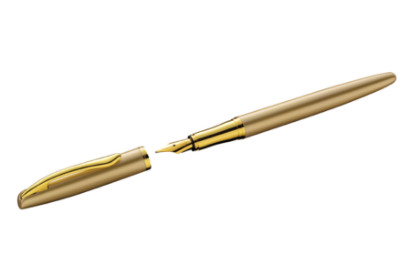 Pelikan Fountain Pen Jazz Noble Elegance gold uncapped at angle