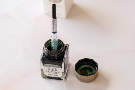 Sailor Hi-Ace Neo Calligraphy Fountain Pen filling from Sailor Shikiori Ink Bottle
