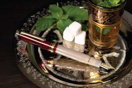 Sailor Pro Gear Fountain Pen - Tea Time around the World Mint Tea - Kissan on a plate with tea and sugar